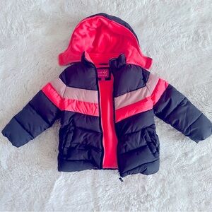 ✨EUC ✨ PINK PLATINUM navy, neon melon, mauve, plush jacket. attached hood.